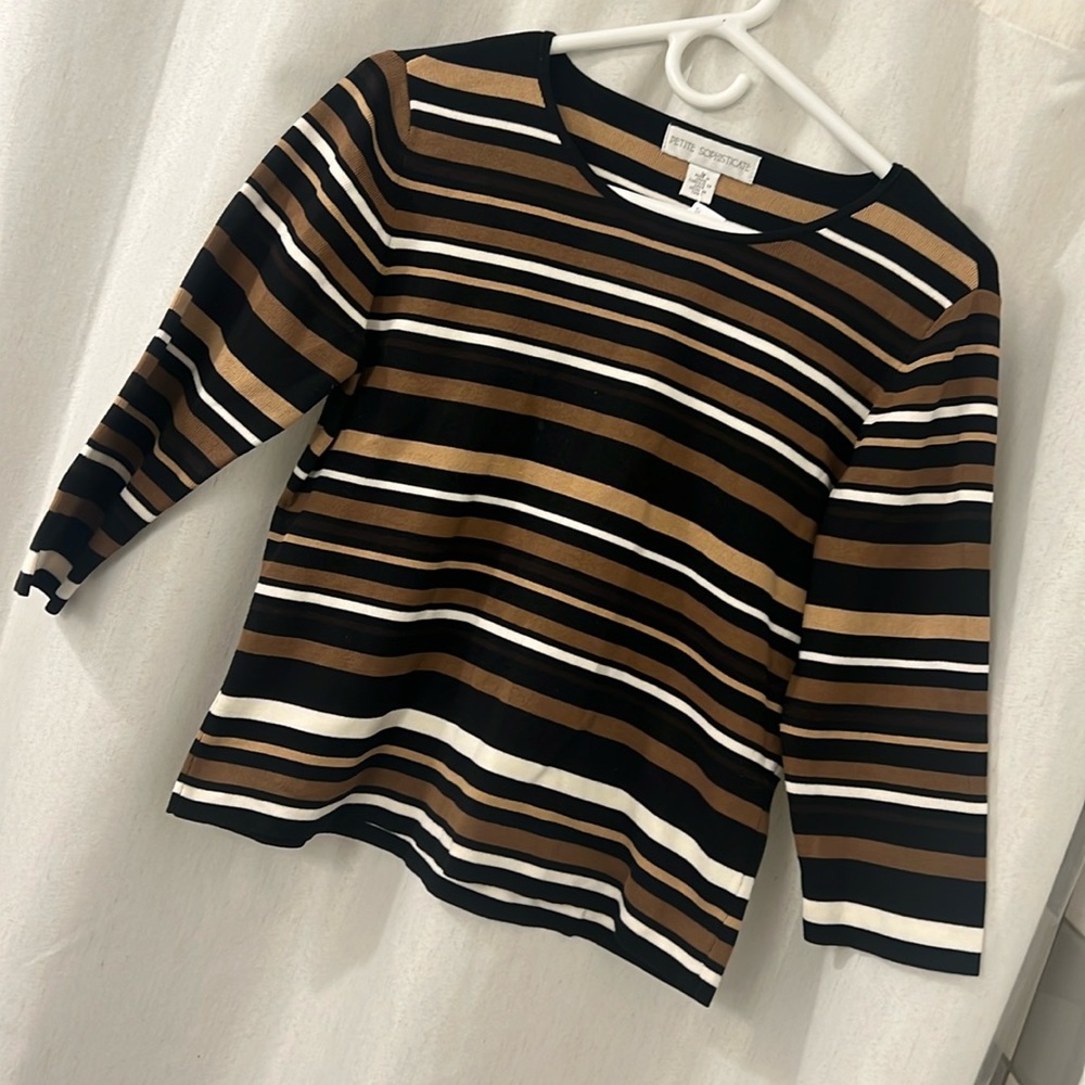 COPY - Y2K striped silk blend 3/4 sleeve top, LP